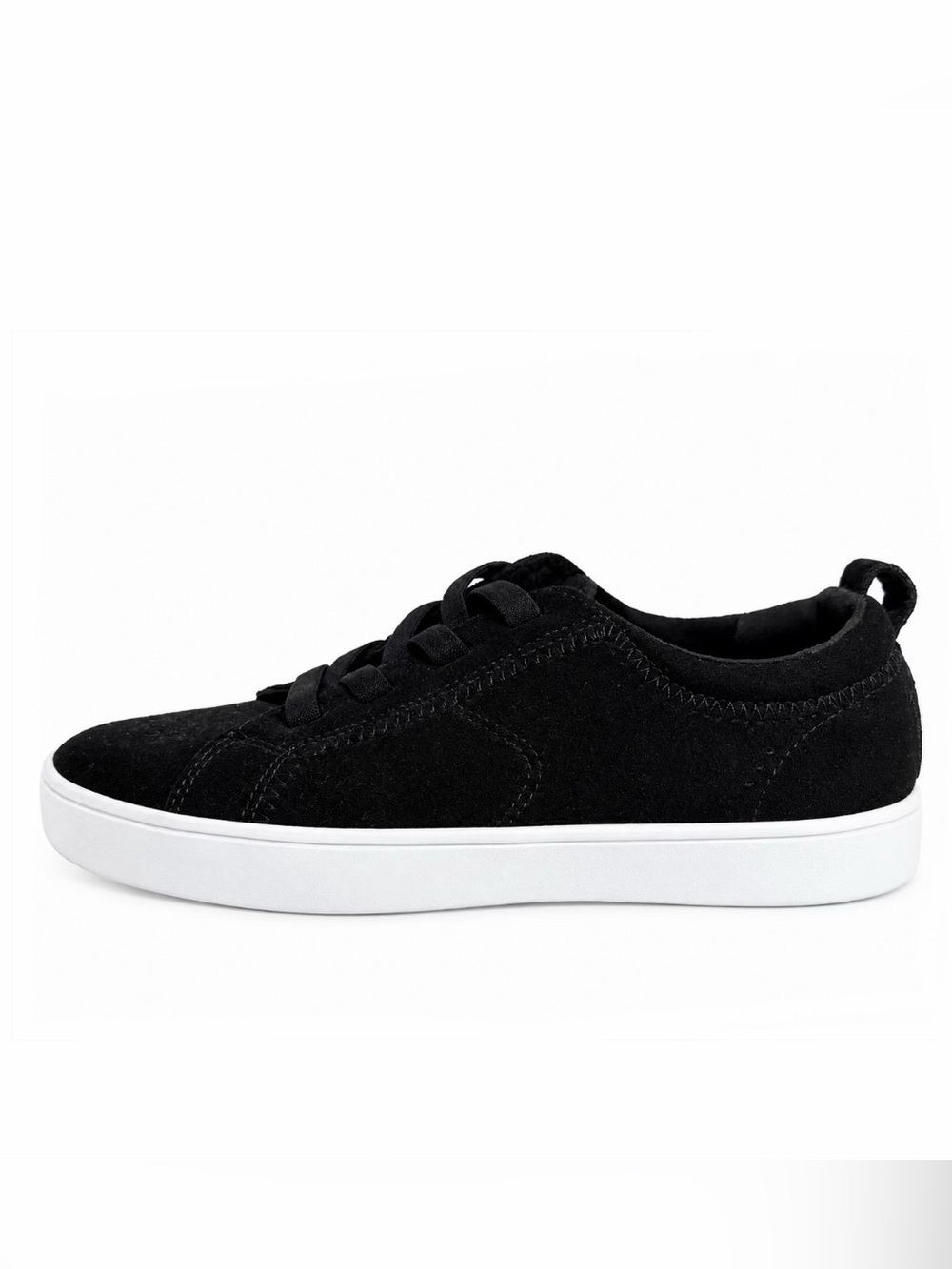 REVITALIGN Black Suede Low-Top Sneaker with White Sole